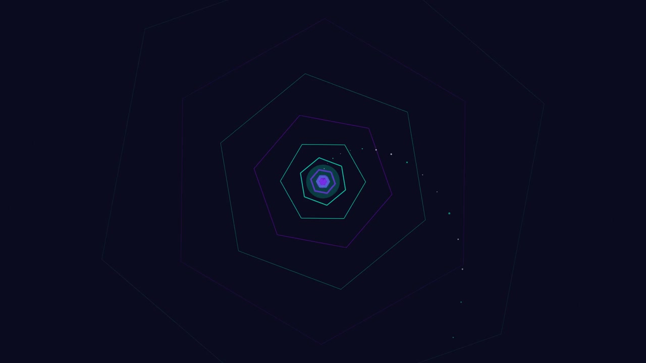 Abstract Motion Graphic of Pulsing Neon Hexagons