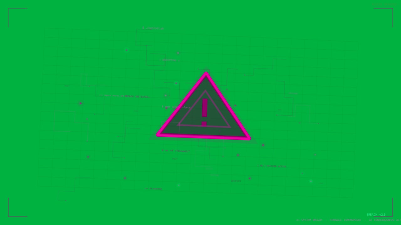 Vertical video: HUD starting magenta triangle pulsing, linking cyan nodes on grid, signaling alert