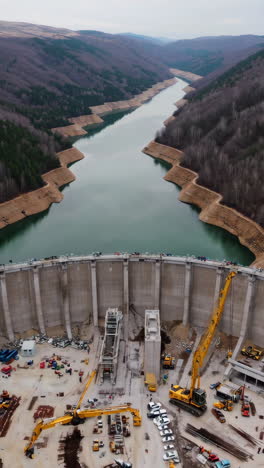 dam construction site aerial view