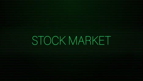 animation of interference over stock market text on black background