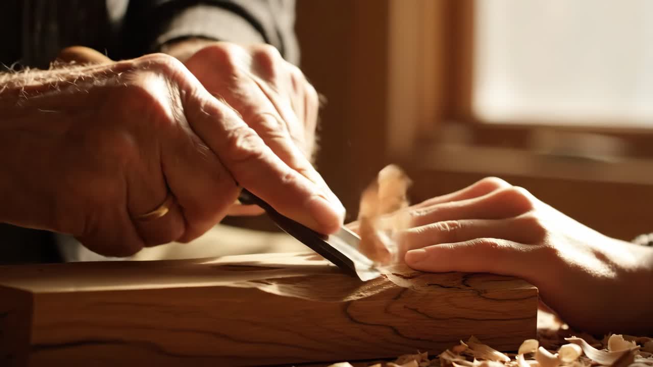 Wood Carving Craft with Chisel