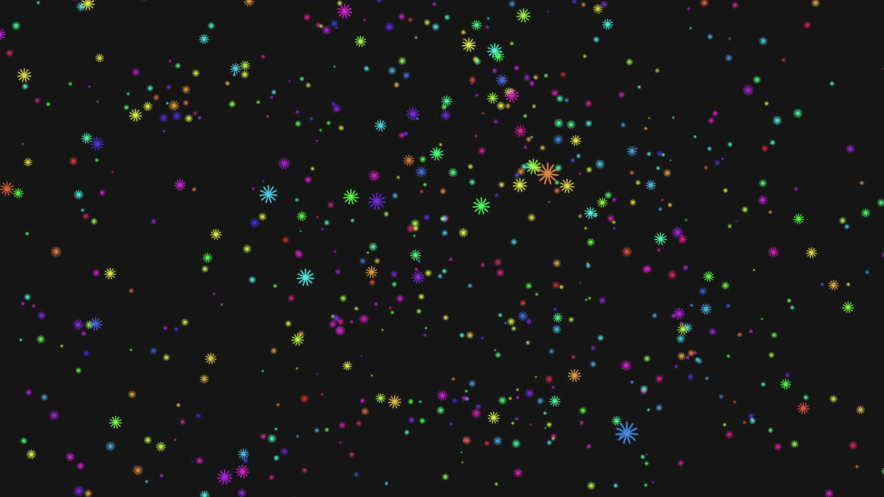 Colorful stars shine brightly on a black canvas