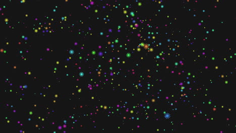 colorful stars shine brightly on a black canvas