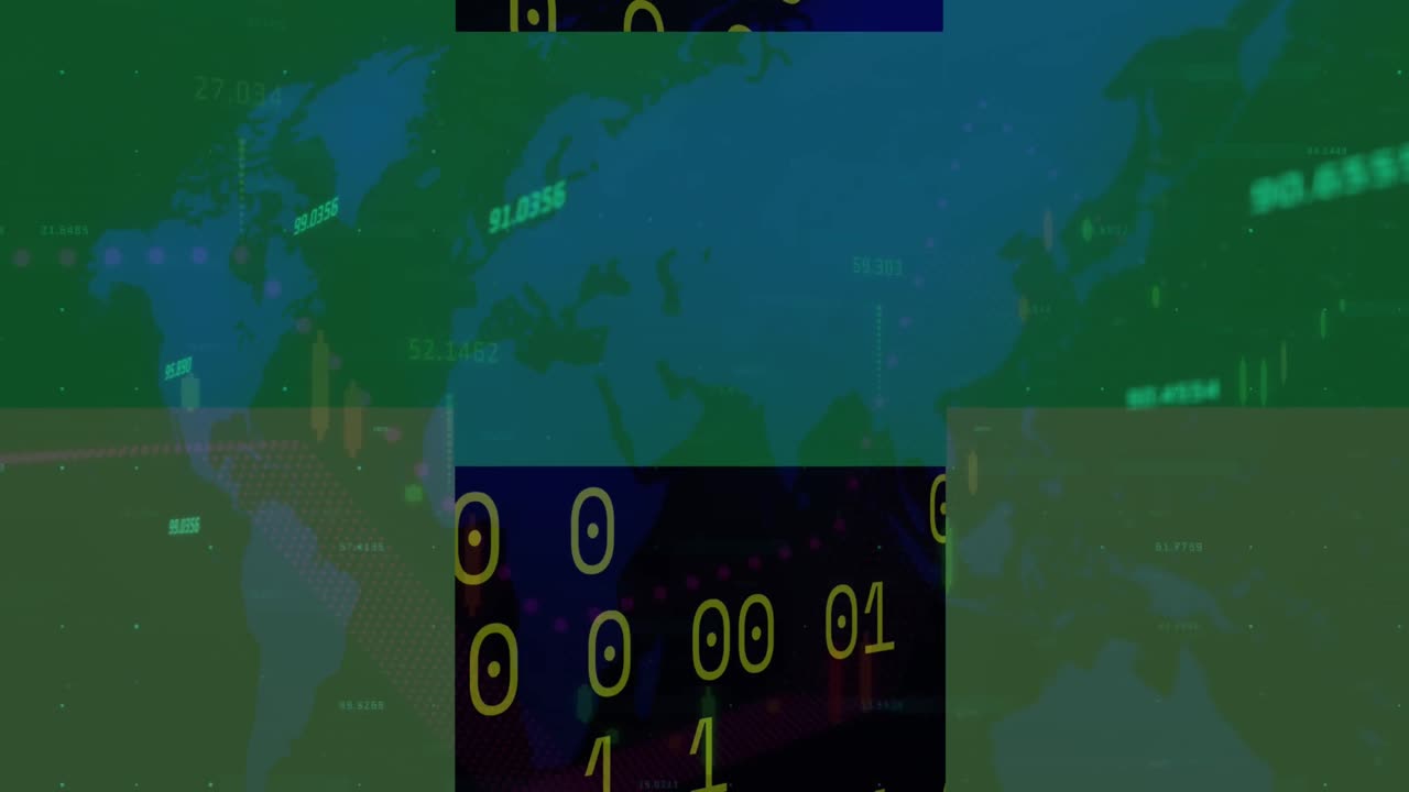 세계 지도를 통해 데이터 처리의 애니메이션