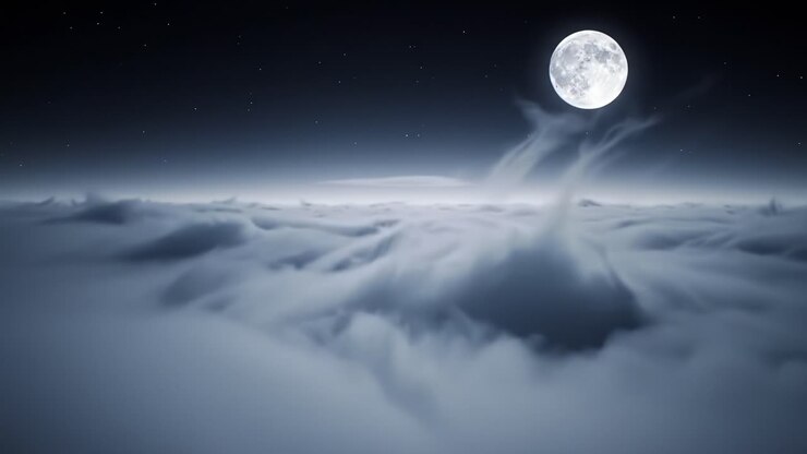Paisagem Noturna de Nuvens com Lua Cheia