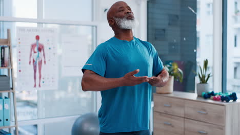 fitness, yoga and breathing with a senior black