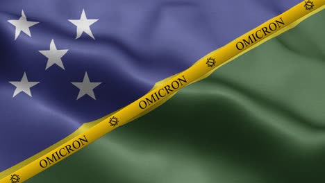 omicron variant and ban strip on solomon islands flag - flag of solomon islands