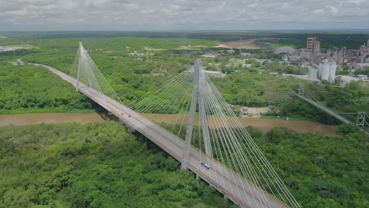 Aerial orbit Mauricio Baez bridge in Dominican Republic