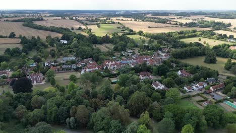 establishing shot much hadham typical historic english village hertfordshire aerial view