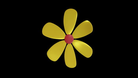 animación de patrón floral chino rojo y dorado en fondo negro
