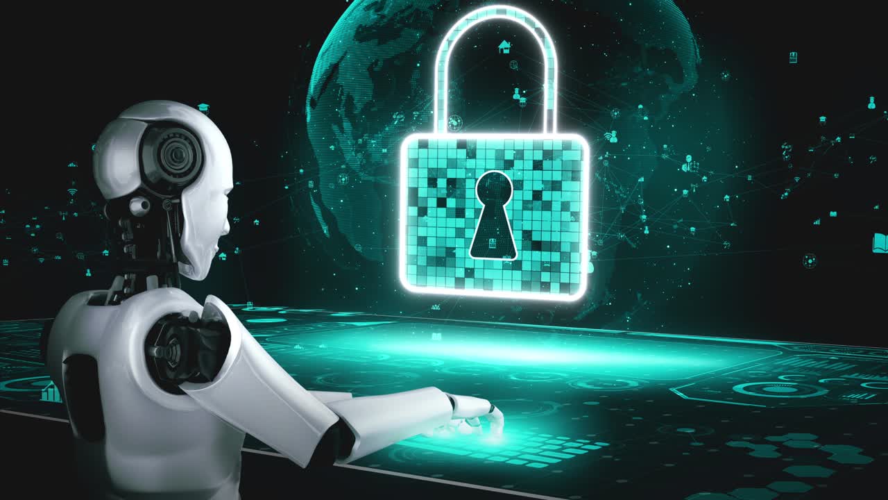 un robot humanoide utiliza la tecnología de computación en la nube para almacenar datos en un servidor en línea