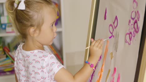 niña creativa pintando en una sala de juegos