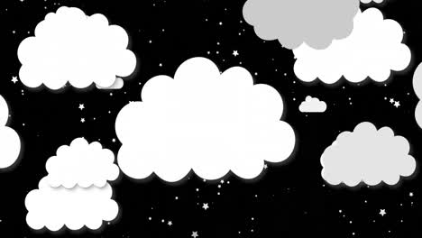 animation of white clouds over black background