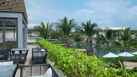 wyndham garden cam ranh resort outdoor lounge terraced cafe with villas in tropical nha trang, vietnam