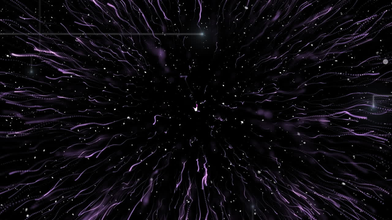 animación de nieve cayendo sobre explosión púrpura en fondo negro