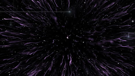 animation of snow falling over purple explosion on black background