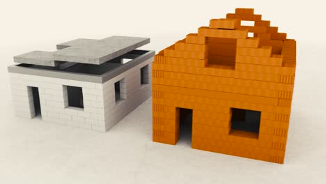 house under construction with brick model