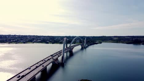 jk bridge and paranoa lake in brasilia, brazil