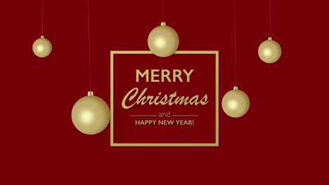 merry christmas text in frame with gold balls on red gradient