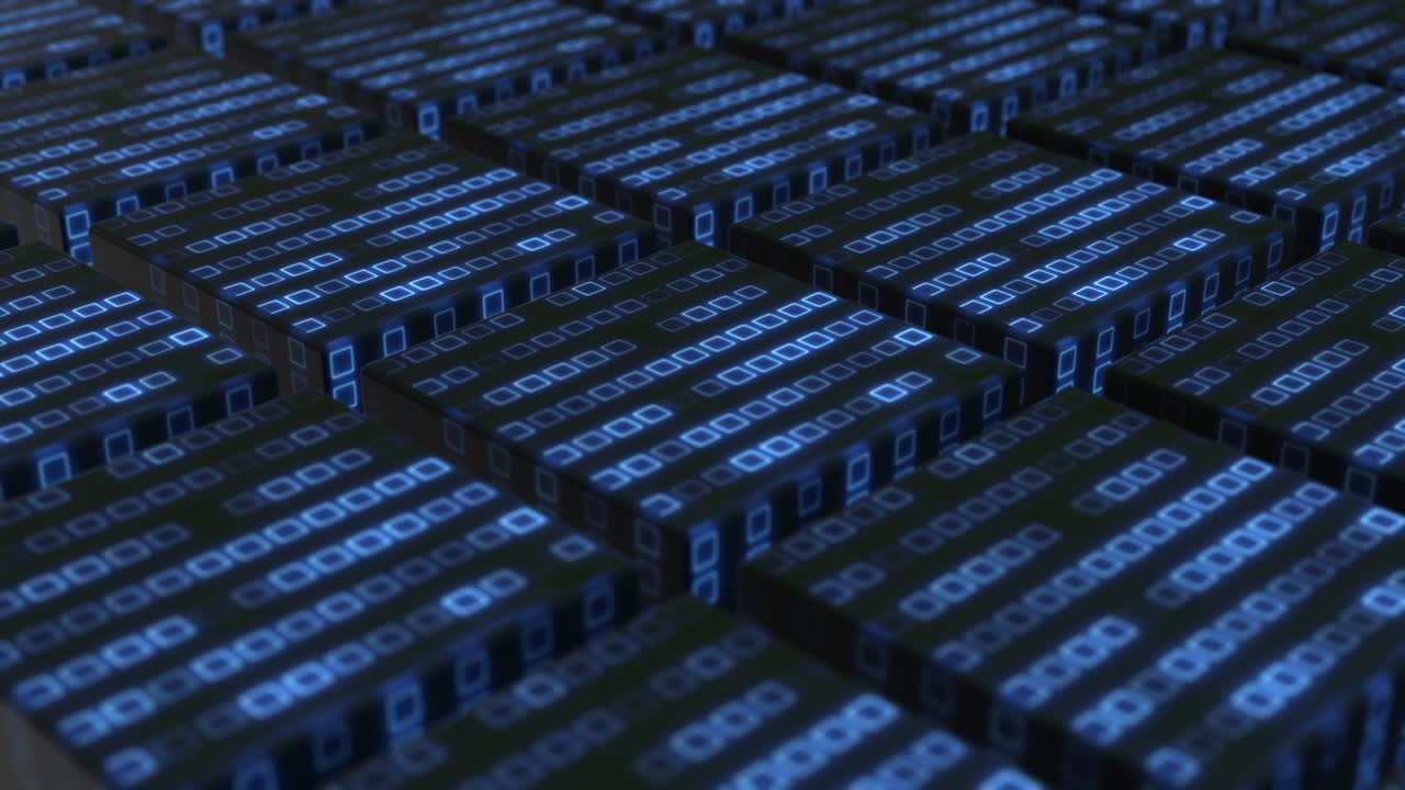Blockchain data processing animation 4k loop