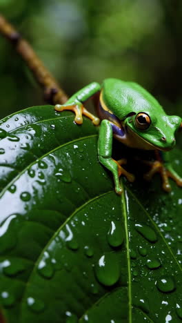 green tree frog on a leaf