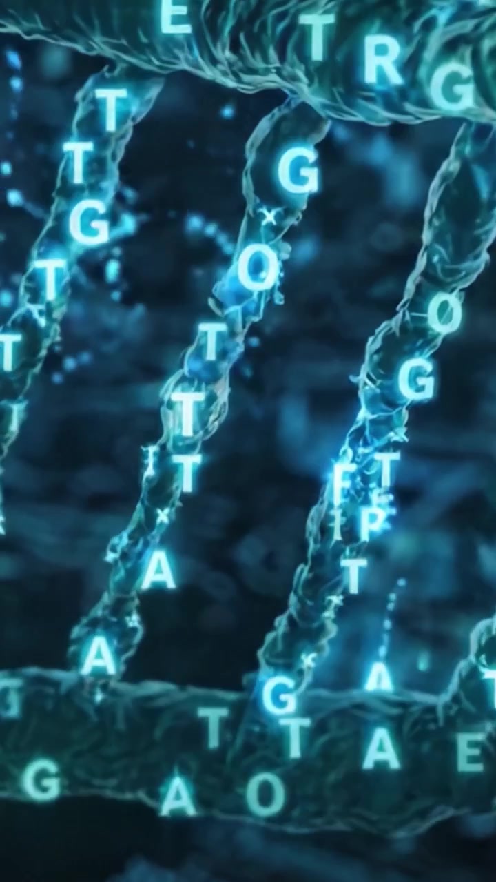 A Stunning Visualization of Genetic Code Representation Through Dynamic Blue Patterns and DNA Helix Structures Merging Science with Art in a Digital Realm