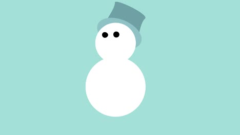 festive christmas snowman appearing on off animation loop blue