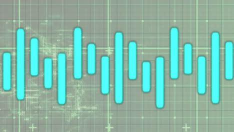 blue sound wave animating over technical grid background
