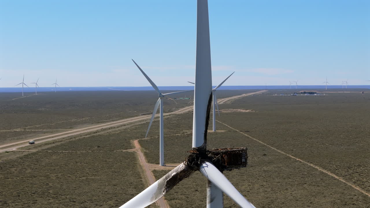 Damaged Wind Turbine in a Wind Farm