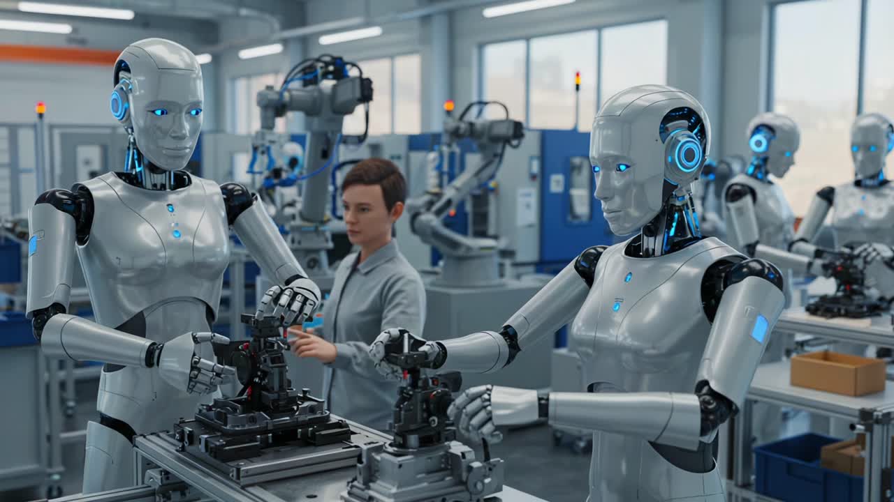 A Robotics Workshop Featuring Human and Humanoid Robots Collaboratively Assembling Mechanisms in a High-Tech Manufacturing Environment