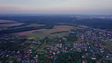 small village houses in the evening