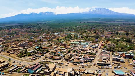 rural village town of kenya with kilimanjaro in the background