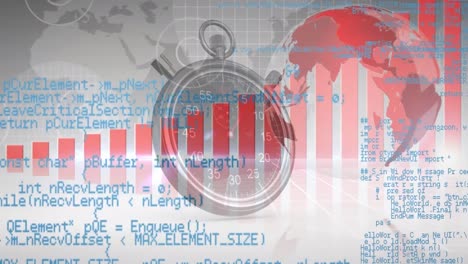 animation of data processing and globe over timer