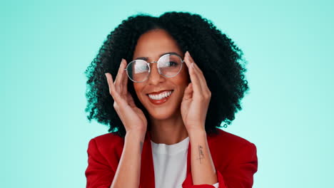 Glasses-check,-eye-care-and-face-of-black-woman