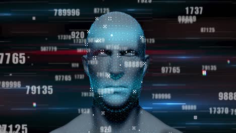 Animation-of-numbers-changing-over-glowing-human-head-in-background