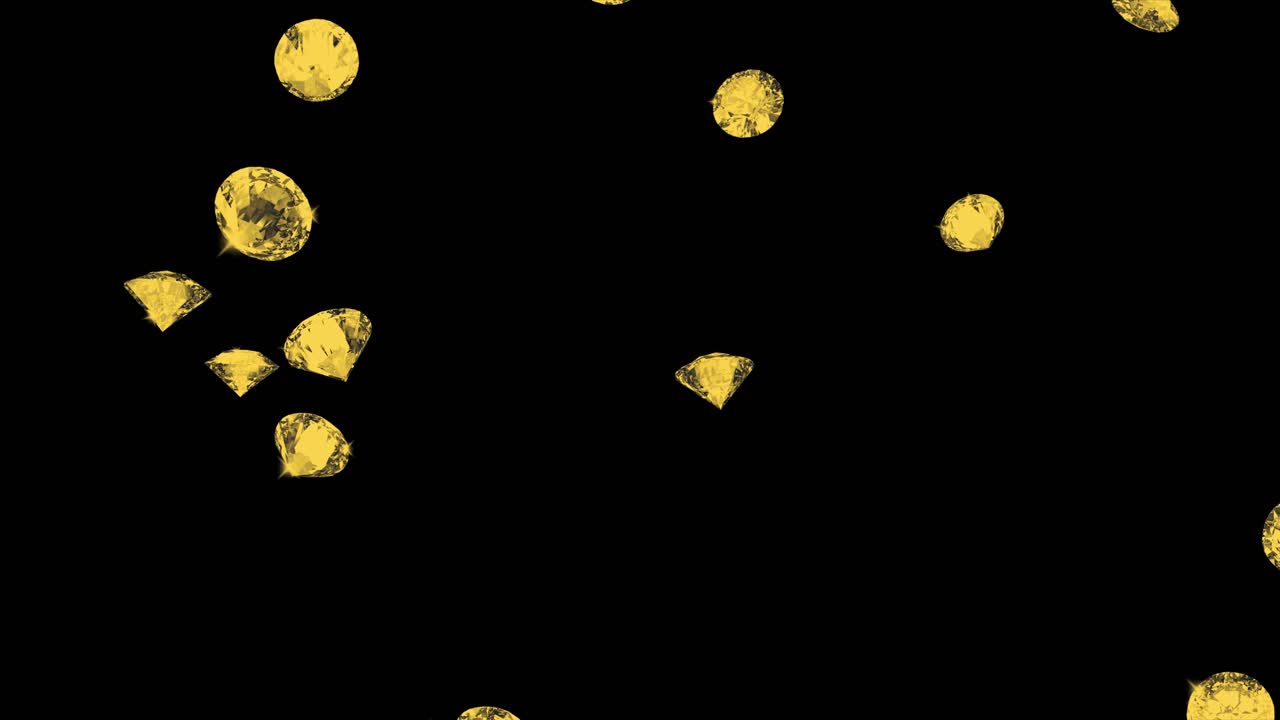 3d render of falling gold diamonds on a dark background loop green screen christms greeting holidays