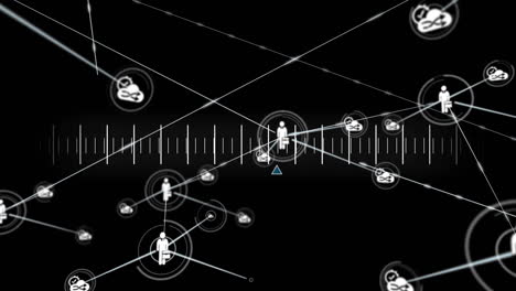 animation of network of connections with people icons over black background