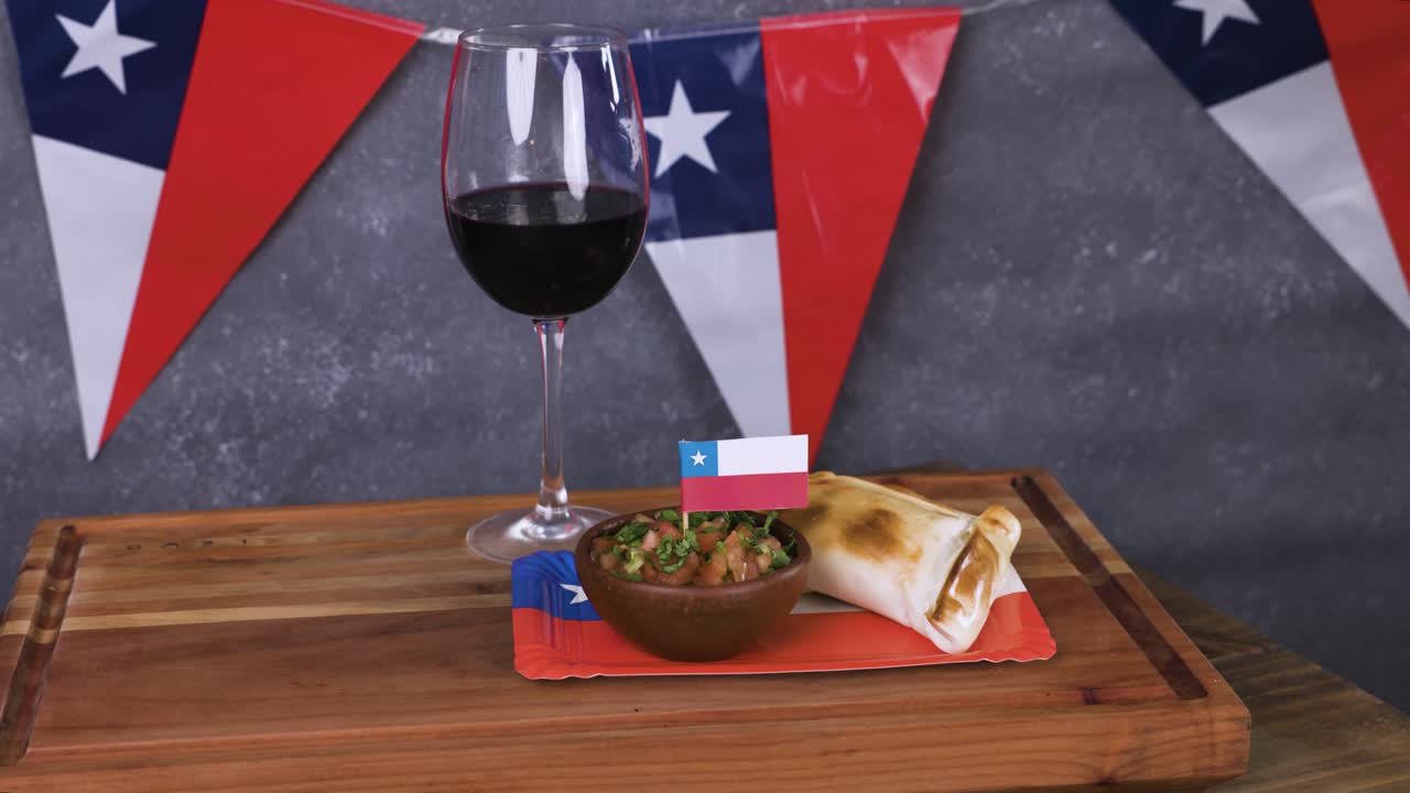 Chile Fiestas Patrias Chilean Flag wine glass Anniversary national day anticuchos empanada