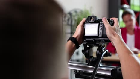 video production with camera on a slider