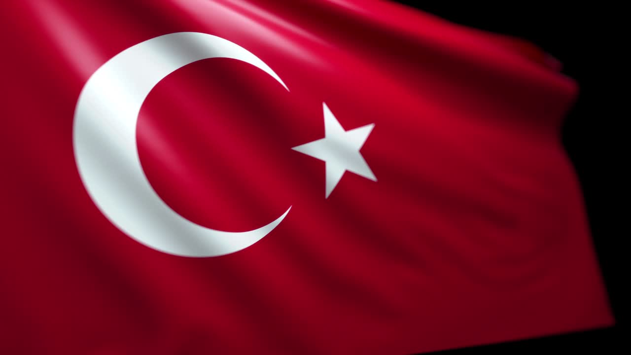 Turkish Flag Background Seamless Looping with Luma Matte
