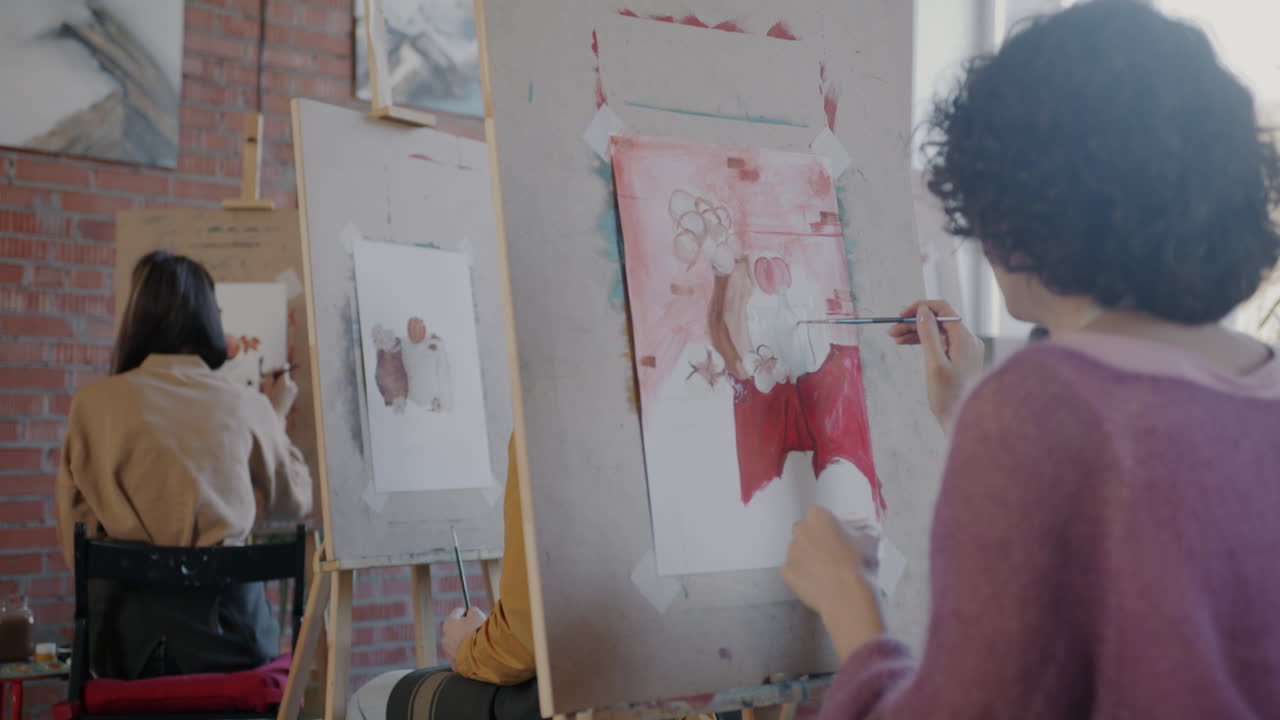 Art Students Painting in Studio