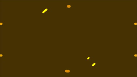animación de círculos amarillos que giran, formas que se forman sobre un fondo líquido naranja y azul