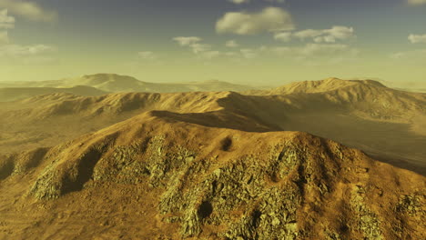beautiful golden landscape under a clear sky with distant hills