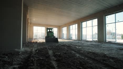 the tractor works in an unfinished building. internal construction work