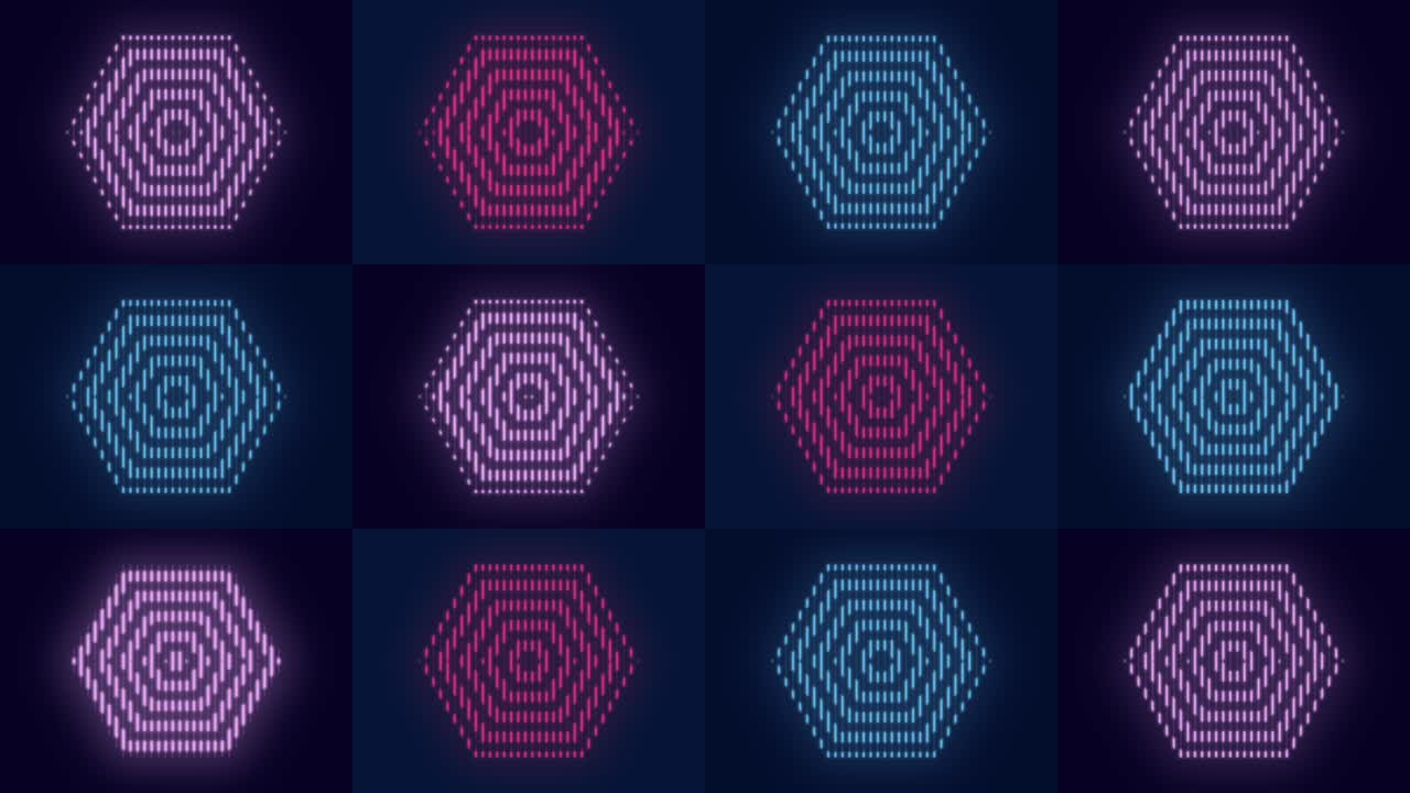 Neon colorful hexagon geometric pattern