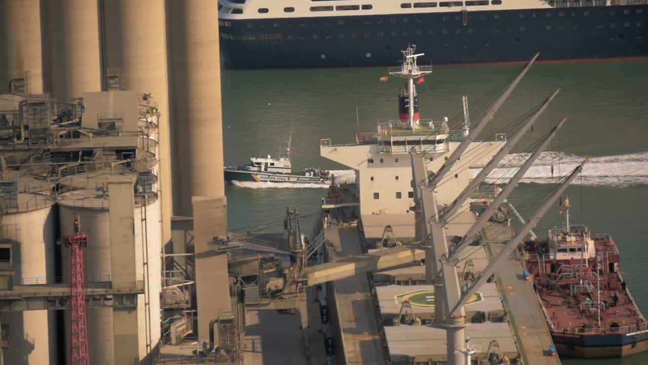 Ship entering a port Slow motion