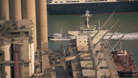 ship entering a port slow motion