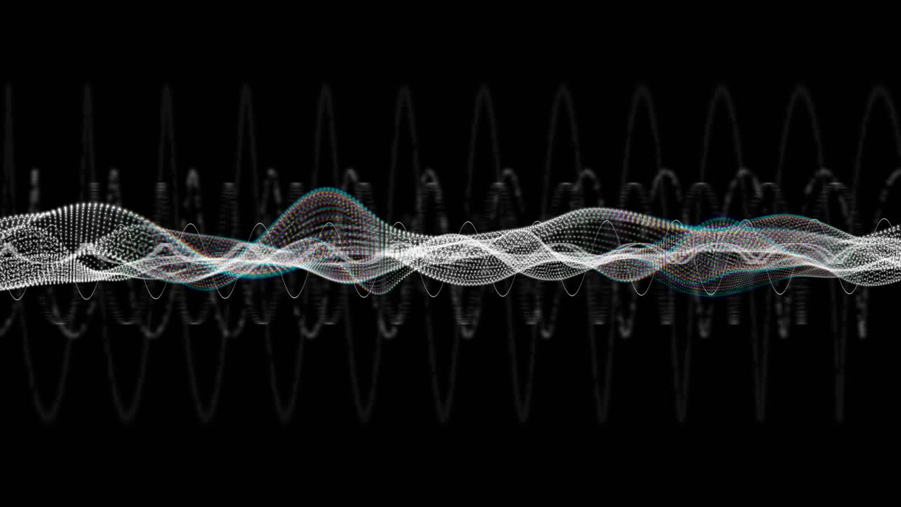 Animation of spirals and spots on black background