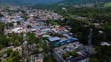jarabacoa aerial view, small town in the dominican republic in a sunny day with trees and vegetation