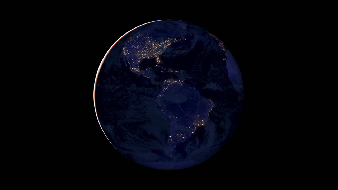 tierra de noche desde el espacio: lapso de tiempo de 24 horas que muestra la rotación completa